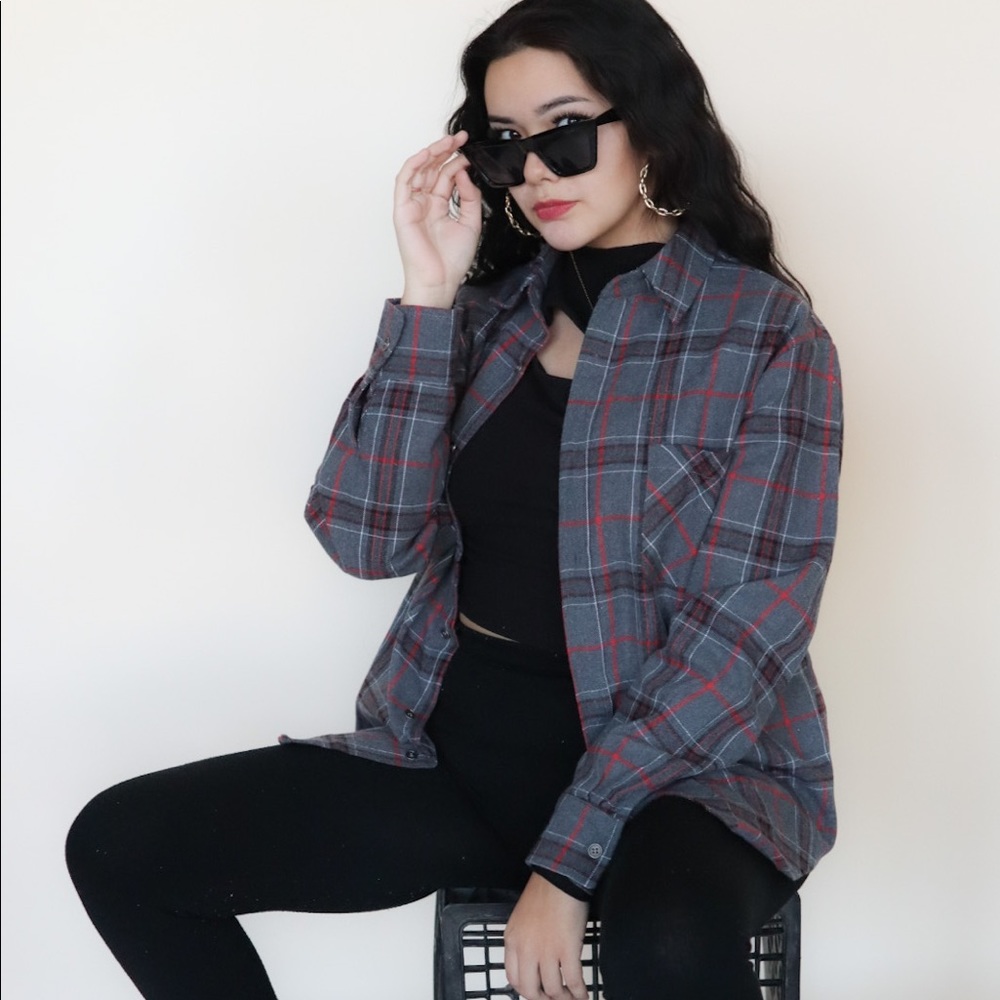 Grey Flannel Plaid Shirt
